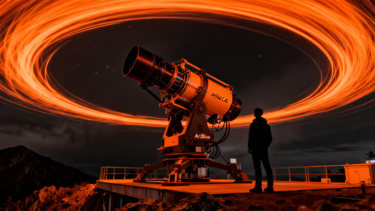 Sistema de astrofotografía full-frame ArcBlue C42 con tracking automatizado, representando la innovación en hardware para startups.