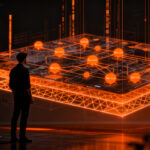 Arquitecto de software diseñando una infraestructura SaaS escalable con patrones de microservicios y serverless.