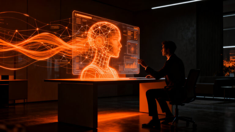 Asistente IA personal 2026 interactuando con un usuario, representando la experiencia de usuario y tendencias en automatización.