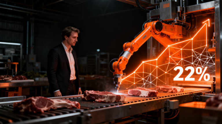 Automatización en la industria cárnica: crecimiento del 22% y oportunidades para startups agtech.