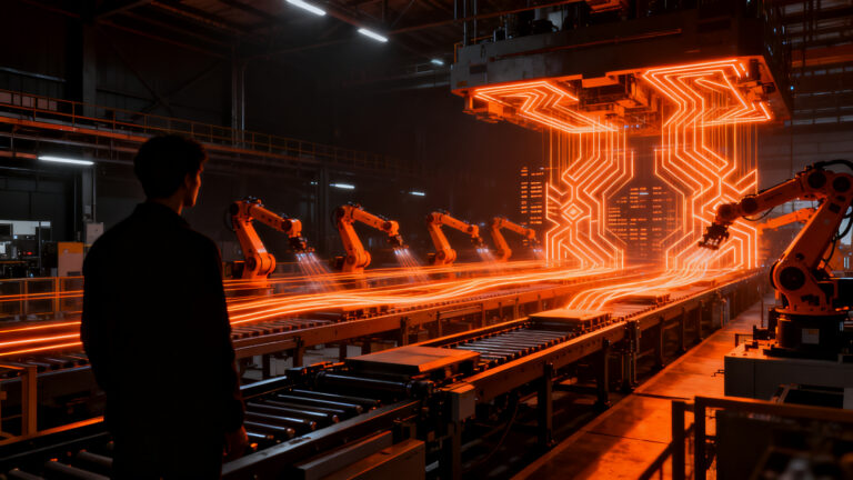 Automatización industrial y robótica avanzada en una fábrica inteligente representando el crecimiento del mercado hacia 2026.