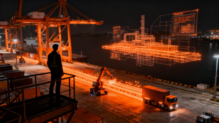 Innovación en automatización portuaria y digitalización logística mediante gemelos digitales para mejorar la eficiencia operativa.