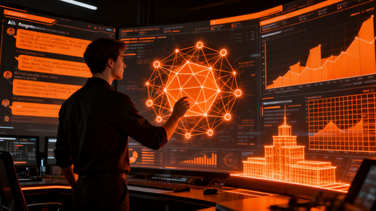 Dashboard de datos generado por IA para startups, visualizando análisis complejo con BitBoard y agentes inteligentes.