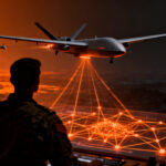 Dron autónomo Boeing MQ-28 Ghost Bat en misión de defensa aérea, simbolizando la competencia tecnológica con Helsing y la innovación en el sector de defensa europeo.