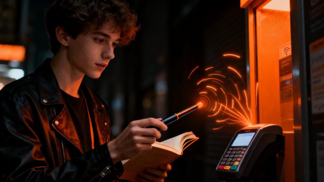 Dispositivo NFC Wand de Cash App permitiendo pagos contactless rápidos y modernos para la Generación Z.