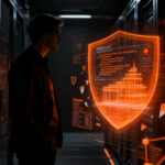Un profesional de tecnología analizando opciones de ciberseguridad y privacidad en un entorno digital oscuro, representando la transición tras la eliminación de uBlock Origin en Chrome.