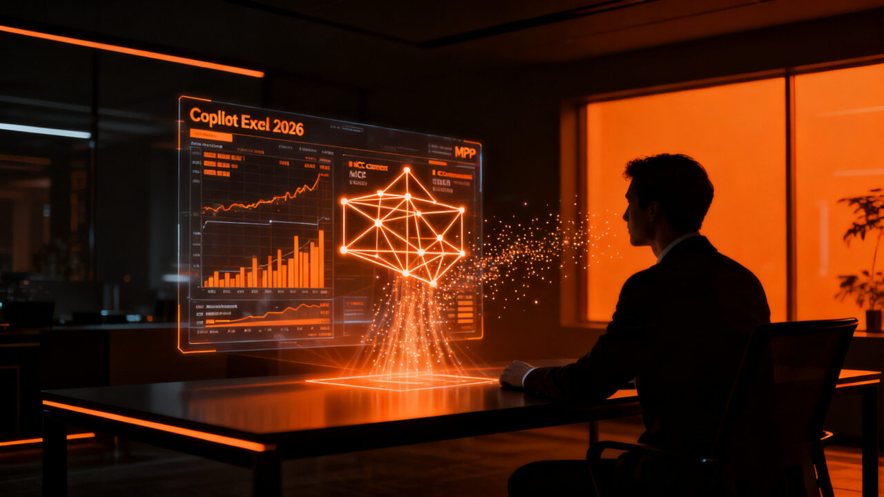 Especialista financiero analizando datos optimizados por IA en Copilot Excel 2026 para automatización de procesos.