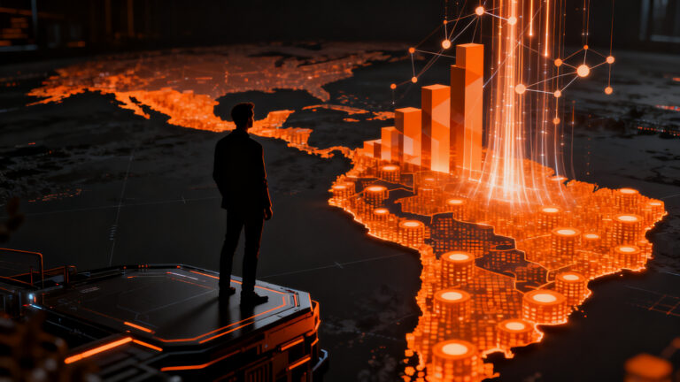 Crecimiento exponencial de DataScope en LATAM, representando expansión SaaS y éxito en gestión de operaciones.