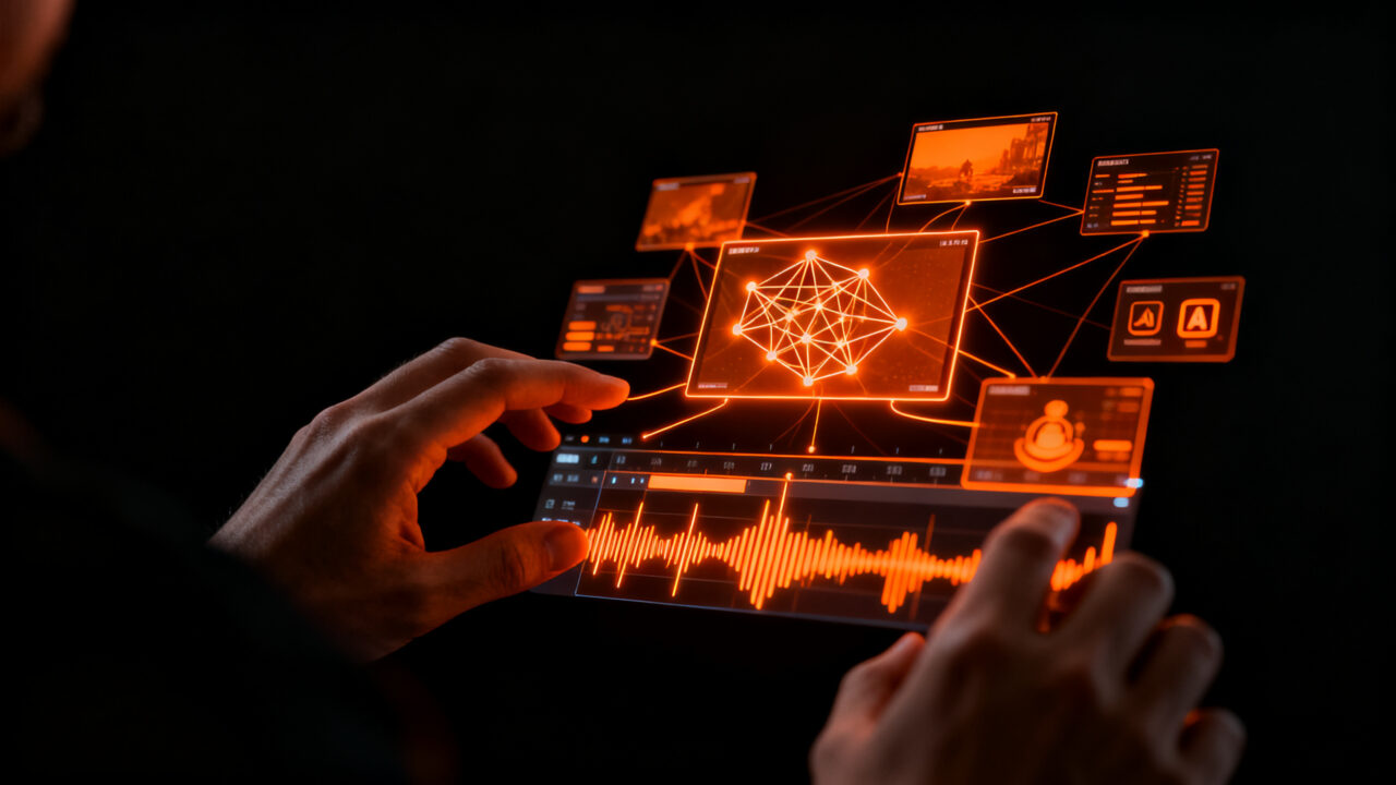 Editor de video trabajando con herramientas de inteligencia artificial en DaVinci Resolve 21, mostrando funciones de clonación de voz y búsqueda inteligente para startups.