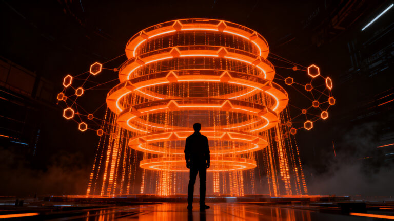 Representación visual de la seguridad en agentes autónomos de IA según el DeepMind AI Control Roadmap, destacando capas de protección y gobernanza tecnológica.