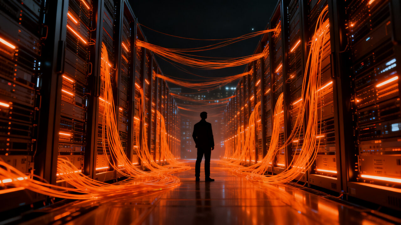 Transacción millonaria en centros de datos, representando la consolidación de infraestructura tecnológica y mercado tech.