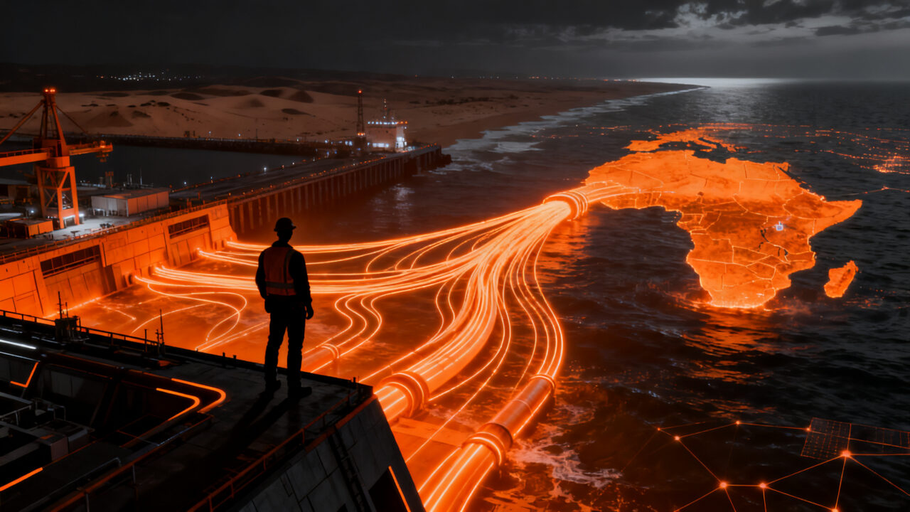 Proyectos de energía renovable entre África y Europa mediante cables submarinos y grandes infraestructuras de transición energética.