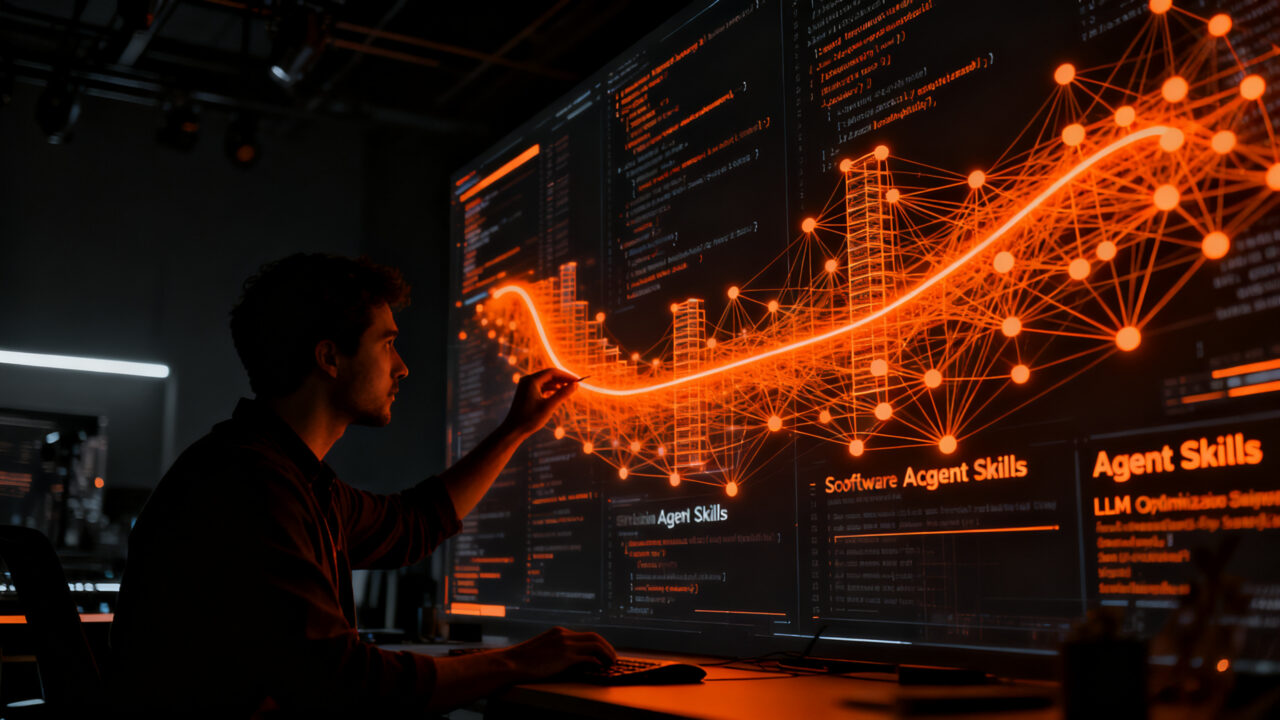 Desarrollador analizando código con agentes de IA, optimizando Agent Skills en Claude Code para escalar startups.