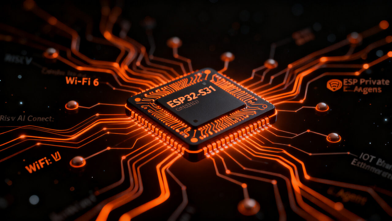 Chip ESP32-S31 de Espressif con Wi-Fi 6 y Ethernet para IoT, mostrando conectividad de hardware y edge AI.