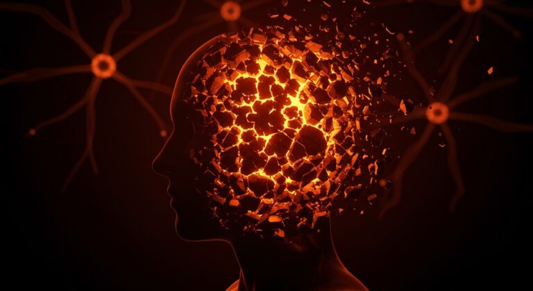 Representación visual del estrés bloqueando la capacidad cognitiva y de deducción de un emprendedor, basada en neurociencia.
