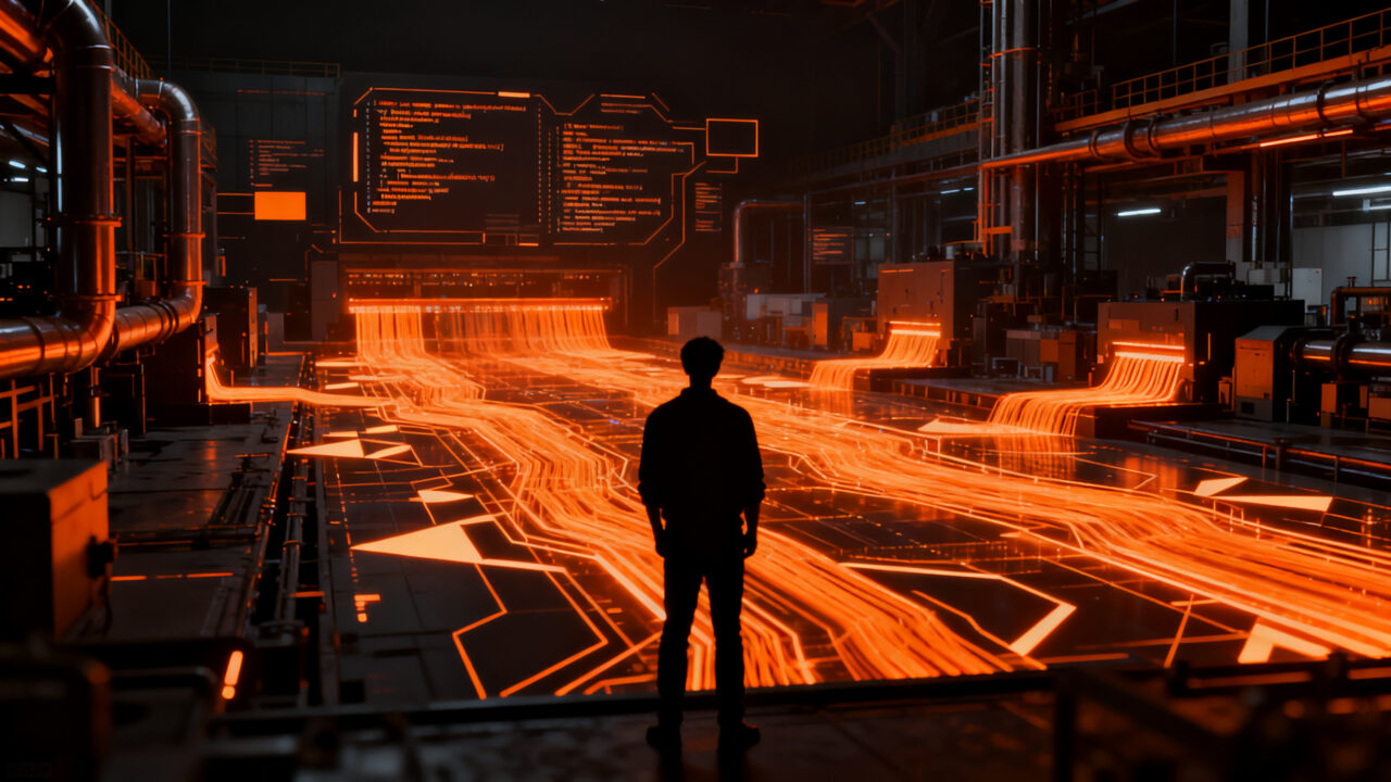 Desarrollador trabajando en una fábrica de software con IA para reducir la deuda técnica en startups.