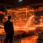 Fábrica inteligente con IA optimizando procesos industriales para mayor productividad en 2026.