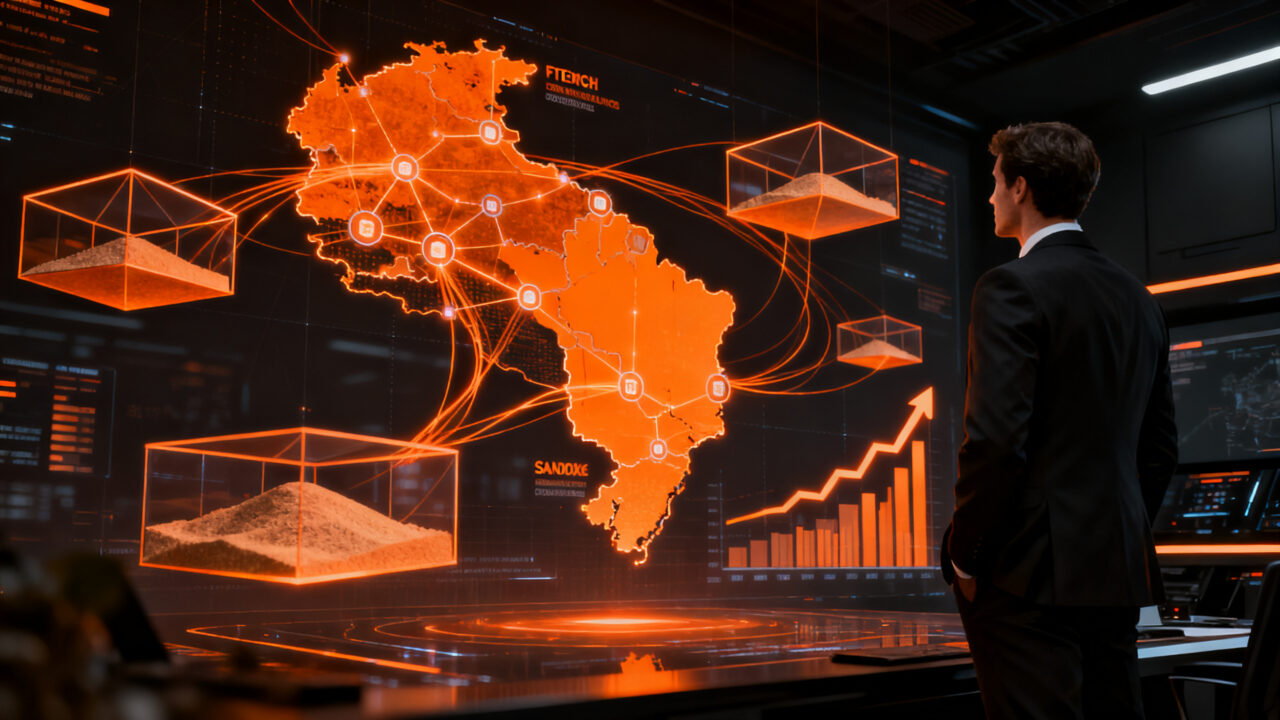 Panorama regulatorio fintech en Colombia y Perú con un emprendedor analizando datos financieros frente a un horizonte digital.