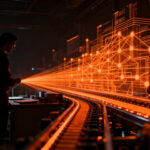 Ingeniero analizando procesos de automatización industrial con IA, representando la supervisión humana necesaria en tecnología startup.
