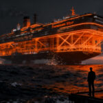 Representación visual de Freedom Ship, una ciudad flotante futurista, destacando los retos de viabilidad en proyectos de infraestructura marítima.