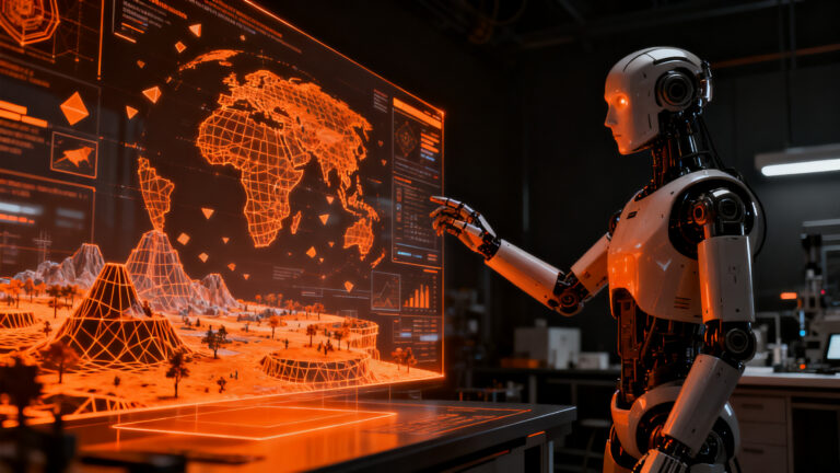 Robot de IA entrenado mediante entornos virtuales de videojuegos, representando el avance en agentes autónomos de General Intuition.