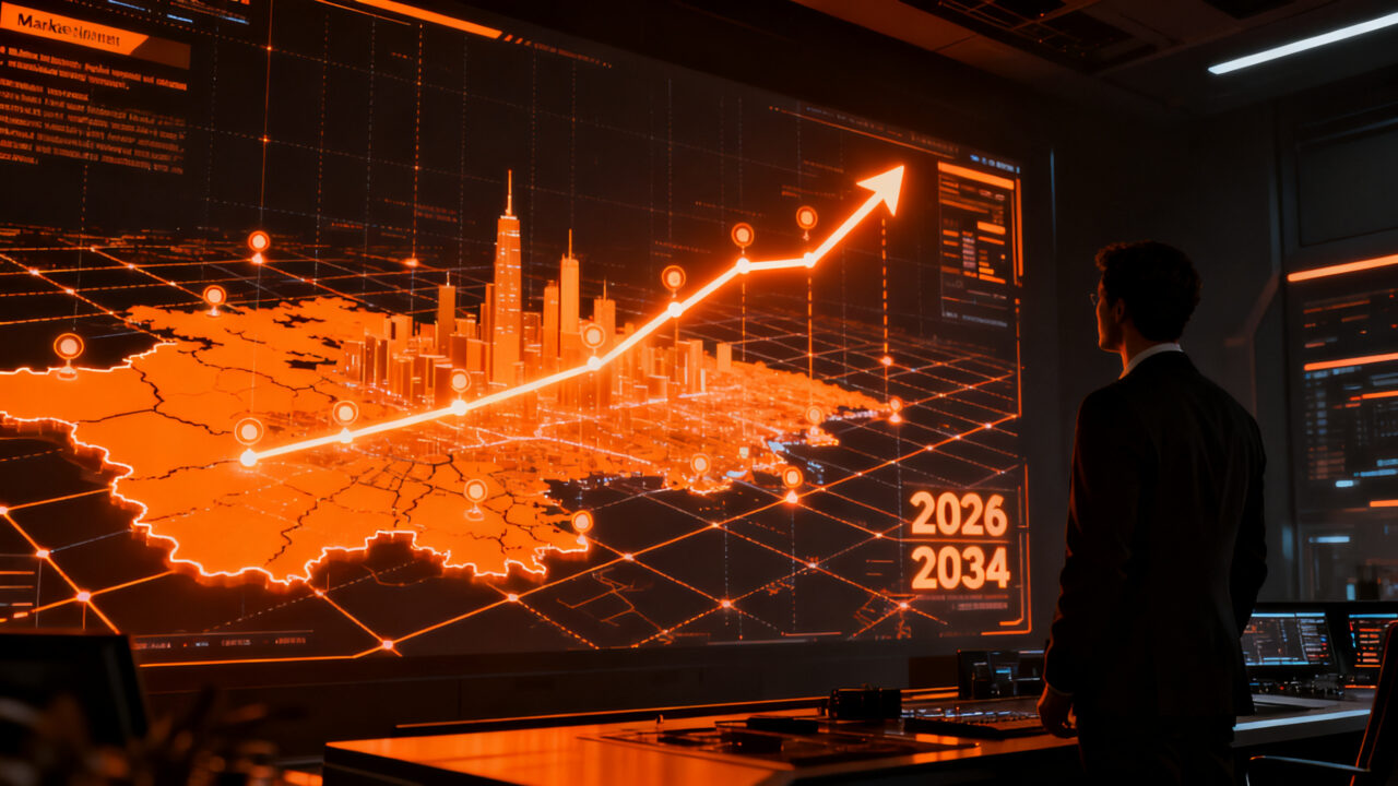 Análisis de mercado de geomarketing 2026-2034, crecimiento de inteligencia de ubicación y geofencing para startups tecnológicas.