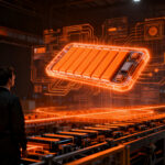 Planta de baterías de General Motors con tecnología de gemelos digitales y automatización industrial, representando la manufactura avanzada y escalabilidad en deeptech.