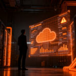 Founder supervisando panel de control de IA para evitar riesgos financieros en la nube y optimizar costes en AWS.