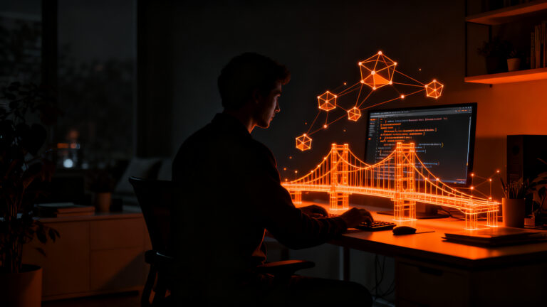Ingeniero backend trabajando de forma remota en startup de tecnología para adultos mayores, contratando talento senior.
