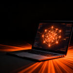 Laptop con IA Gemma 4 ejecutándose localmente, representando edge computing, privacidad de datos y modelos abiertos de 12B parámetros.