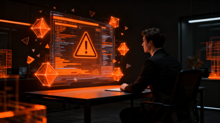 Usuario trabajando en una startup frente a múltiples pantallas que muestran advertencias de compatibilidad entre Google Workspace y navegadores, representando el desafío de interoperabilidad SaaS.