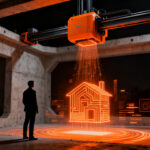 Impresión 3D de hormigón en construcción, representando la automatización de obra gris de la startup Grondplek.