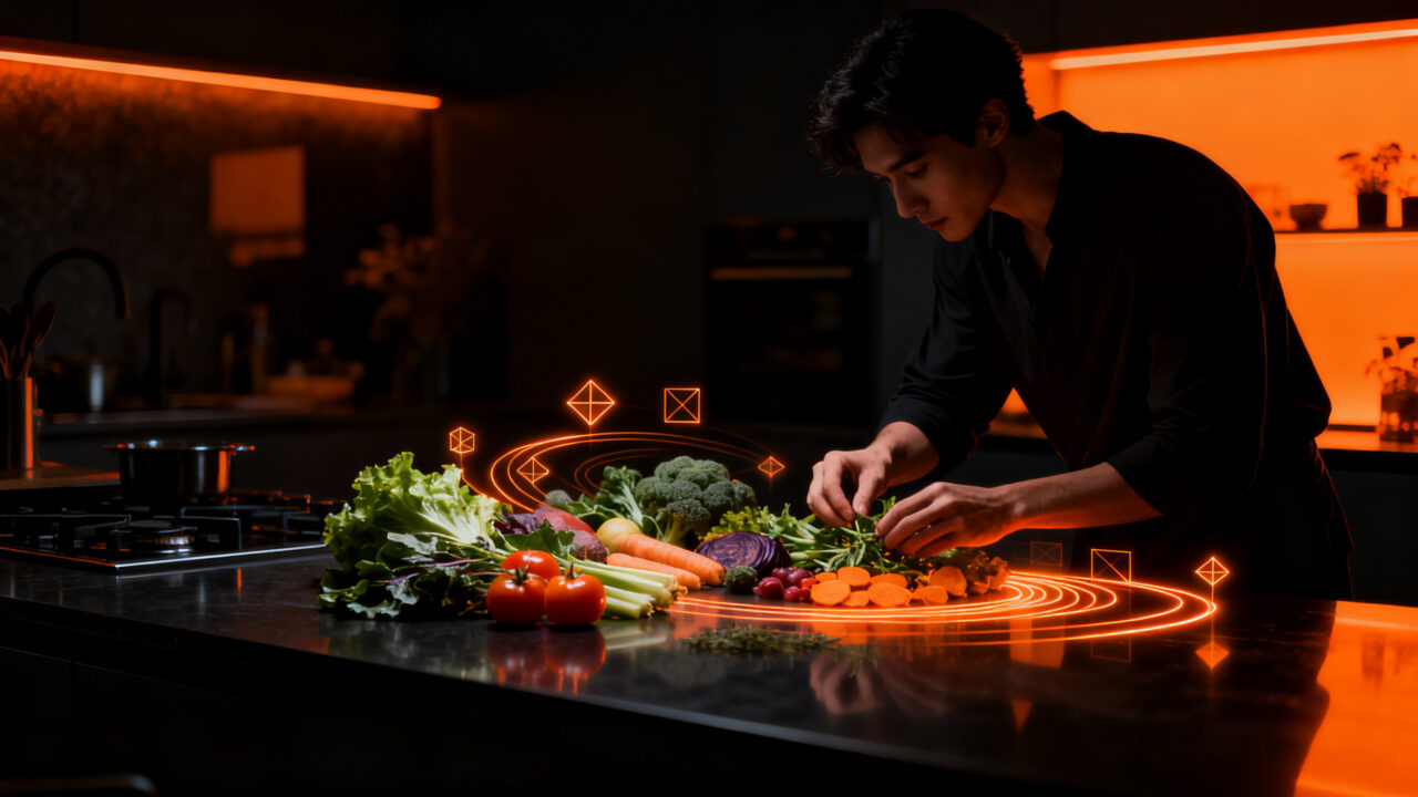 Persona practicando alimentación consciente para una nutrición saludable y bienestar equilibrado.