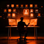 Profesional utilizando herramientas de IA para búsqueda de empleo en 2026, mostrando automatización laboral y tecnología HRTech