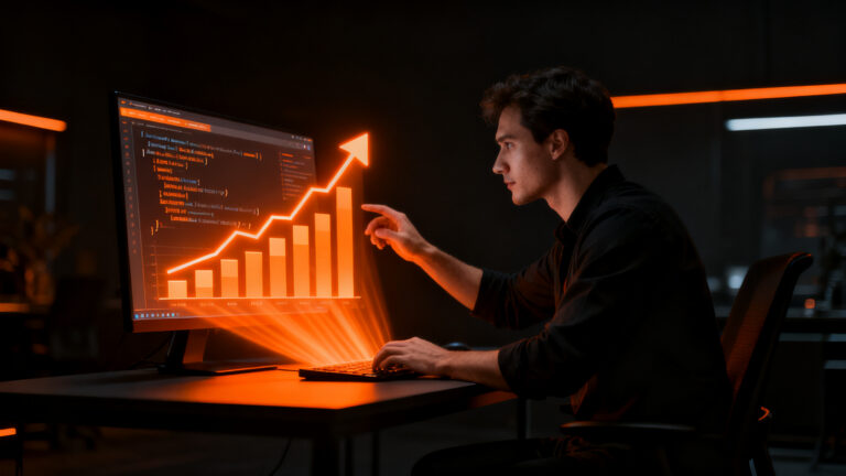 Desarrollador web optimizando una interfaz de usuario HTML-first para maximizar la conversión y el rendimiento en startups.