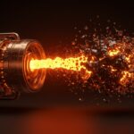 Infraestructura de IA agente enterprise con flujos de datos naranja y negro, representando la brecha entre integración y producción de software.