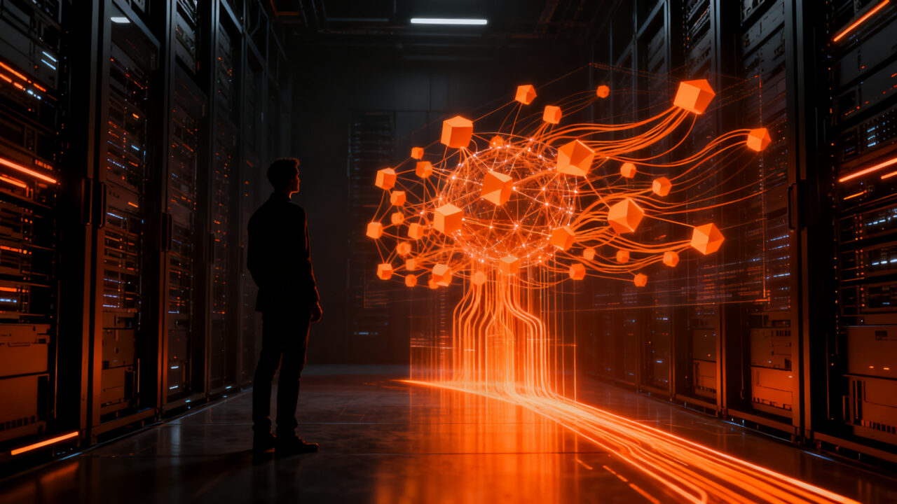 Tendencias de IA autónoma 2026 para startups, mostrando agentes inteligentes e infraestructura tecnológica.