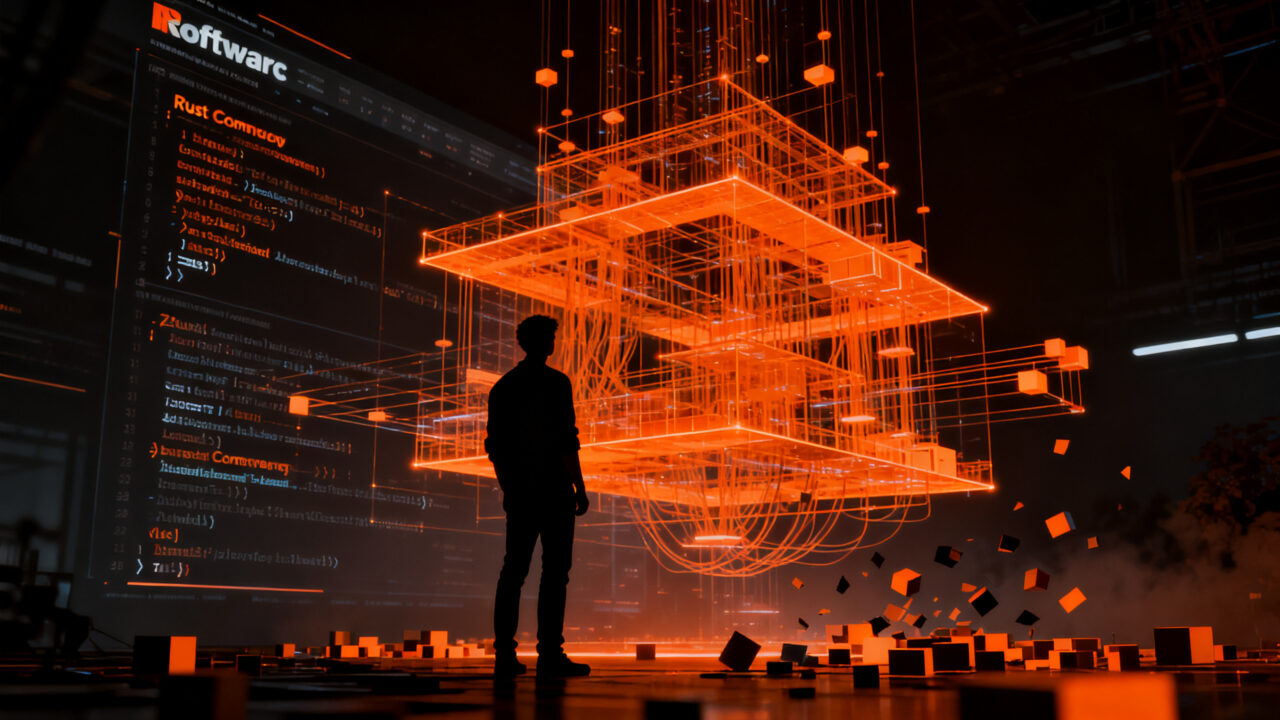 Desarrollador de software analizando arquitectura de IA y código en un entorno tecnológico avanzado, representando el futuro de la programación en 2026.