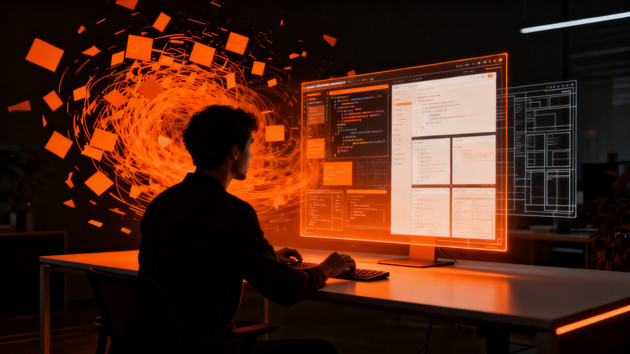 Diseñador de interfaces humano corrigiendo un prototipo de frontend generado por IA para evitar diseños genéricos y mejorar la calidad UX en 2026.