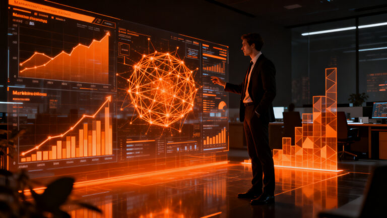 Profesional analizando estrategias de marketing digital y transformación con inteligencia artificial para pymes y startups en 2026.