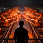Impacto de la automatización industrial en empresas de manufactura en Ciudad Juárez, México, representando la transición hacia la industria 4.0.