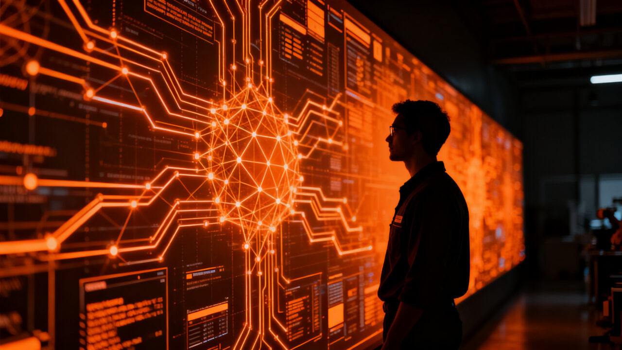 Ingeniero de automatización trabajando con IA en un entorno tecnológico moderno, simbolizando la alta demanda de talento tech.