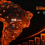 Ecosistema insurtech de LATAM con 536 startups conectadas en red digital, mostrando el crecimiento de inversión de US$199M y el liderazgo de Chile como polo regional.