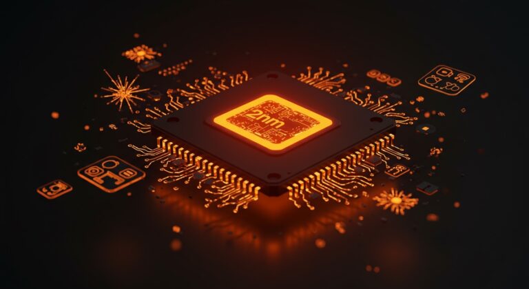 Representación conceptual del chip 2nm del iPhone 18 Pro y la inteligencia artificial móvil para startups de desarrollo iOS.