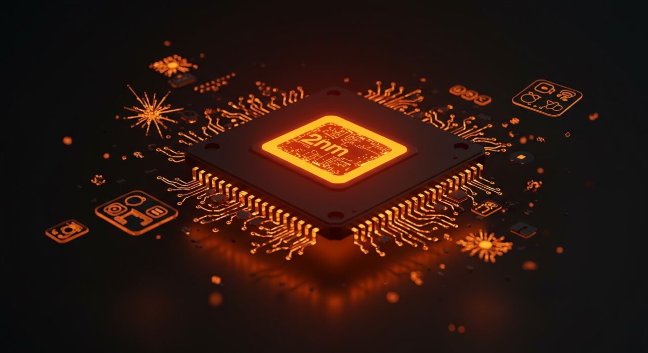 Representación conceptual del chip 2nm del iPhone 18 Pro y la inteligencia artificial móvil para startups de desarrollo iOS.