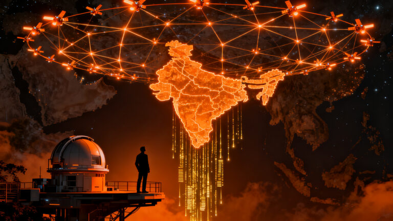 Jio IPO y despliegue de satélites LEO en India, representando la competencia en telecomunicaciones y mercados emergentes.