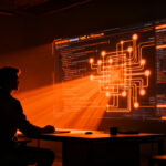 Desarrollador trabajando con el modelo de IA Kimi K2.7-Code para optimizar eficiencia y desarrollo de software startup.