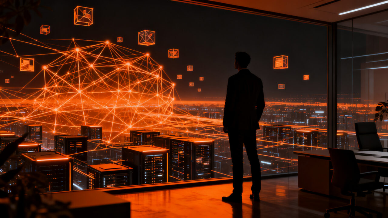 Líder tecnológico observando un horizonte de IA empresarial, representando los retos de liderazgo y estrategia tras la salida de Barret Zoph de OpenAI.