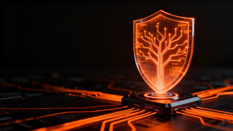 Escudo digital post-cuántico con estructura de árbol Merle Tree Certificates, representando la seguridad criptográfica X25519MLKEM768 de Let's Encrypt para 2027.