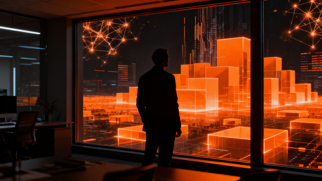 Ejecutivo observando la transformación digital y el impacto de la inteligencia artificial en el empleo startup en España, 2026.